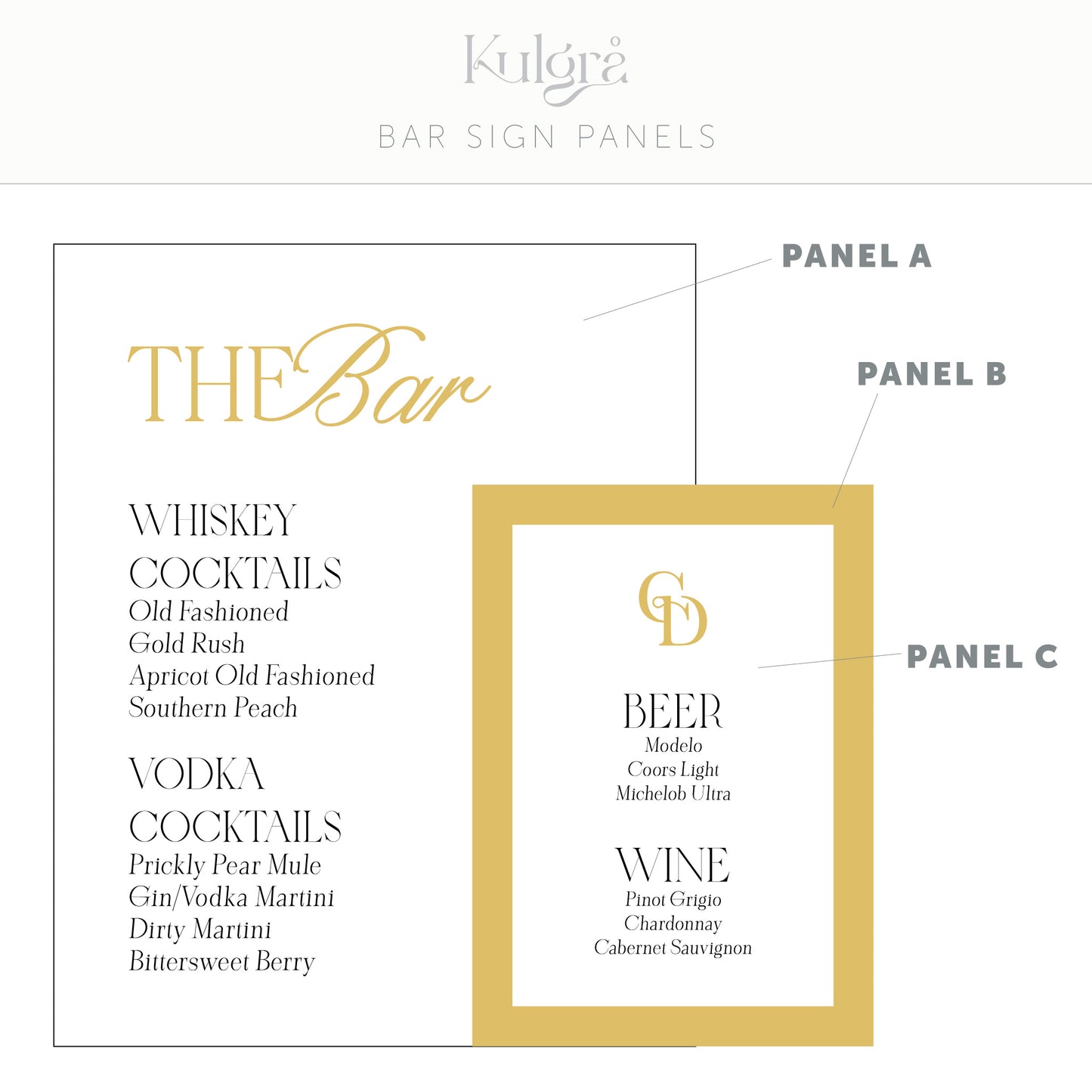 Modern Double Panel Bar Sign