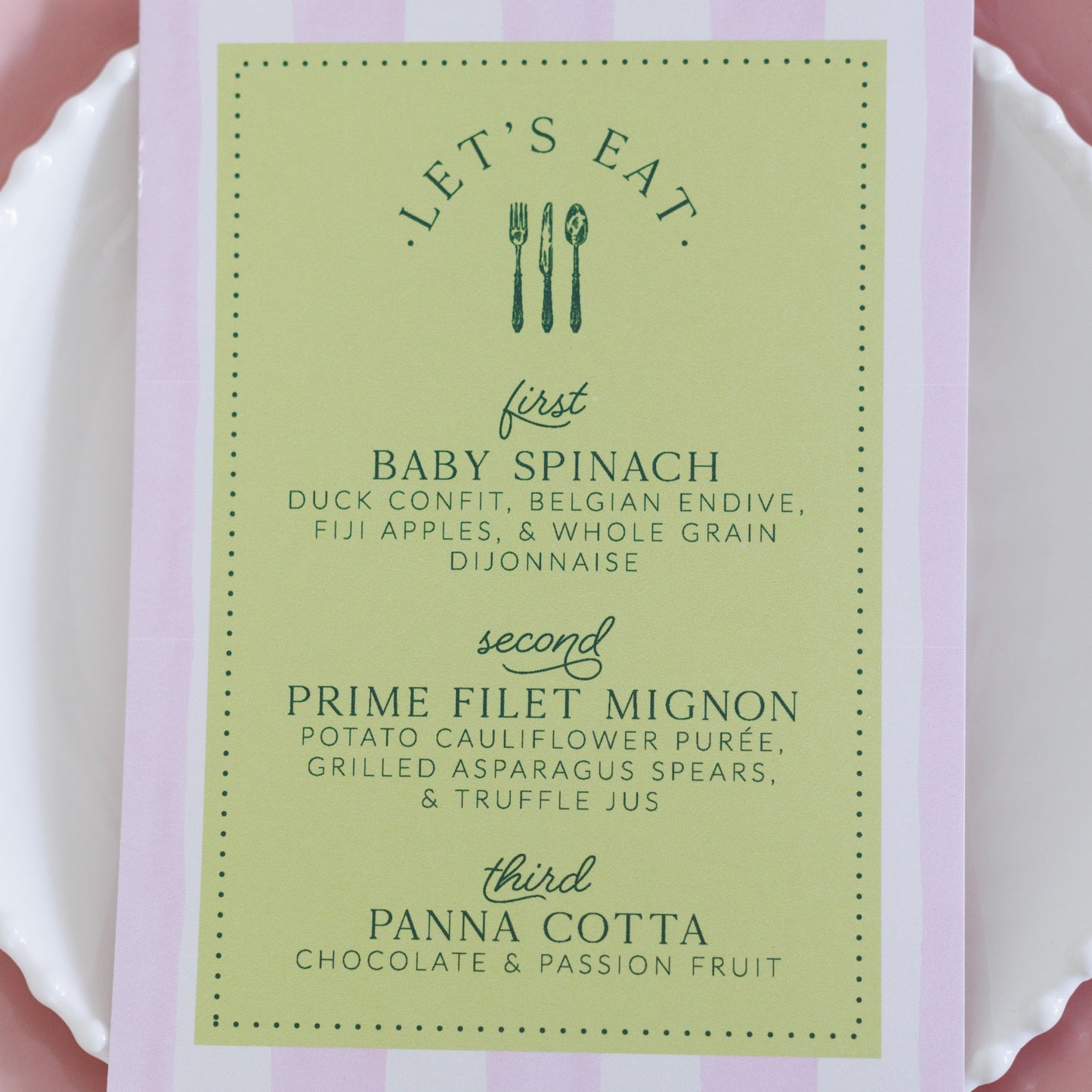 Amelie Collection - Double Sided Paper Menu